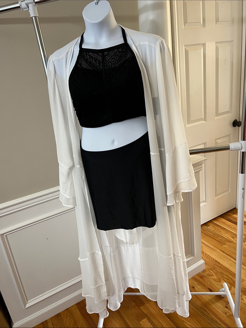 Sheer Ivory Long Kimono Cover-Up